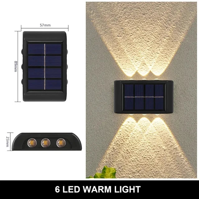 Luminária de parede solar externa com luz quente