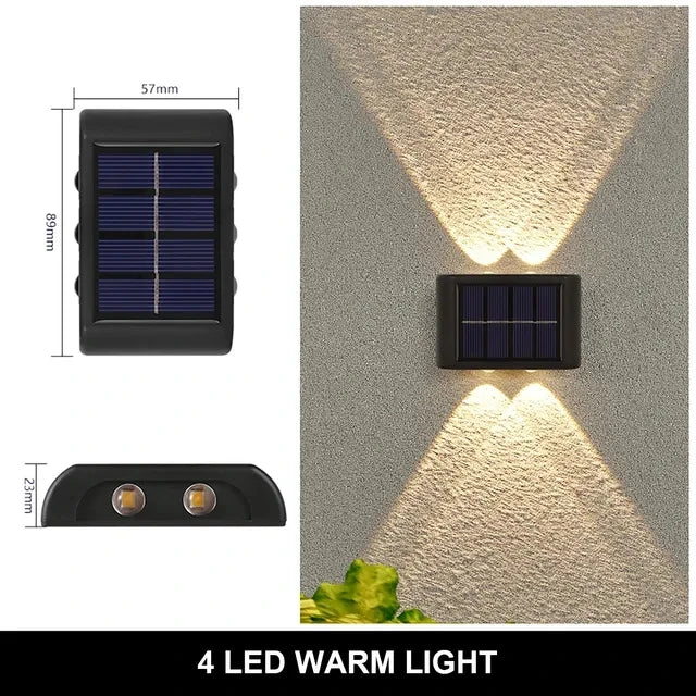 Luminária de parede solar externa com luz quente