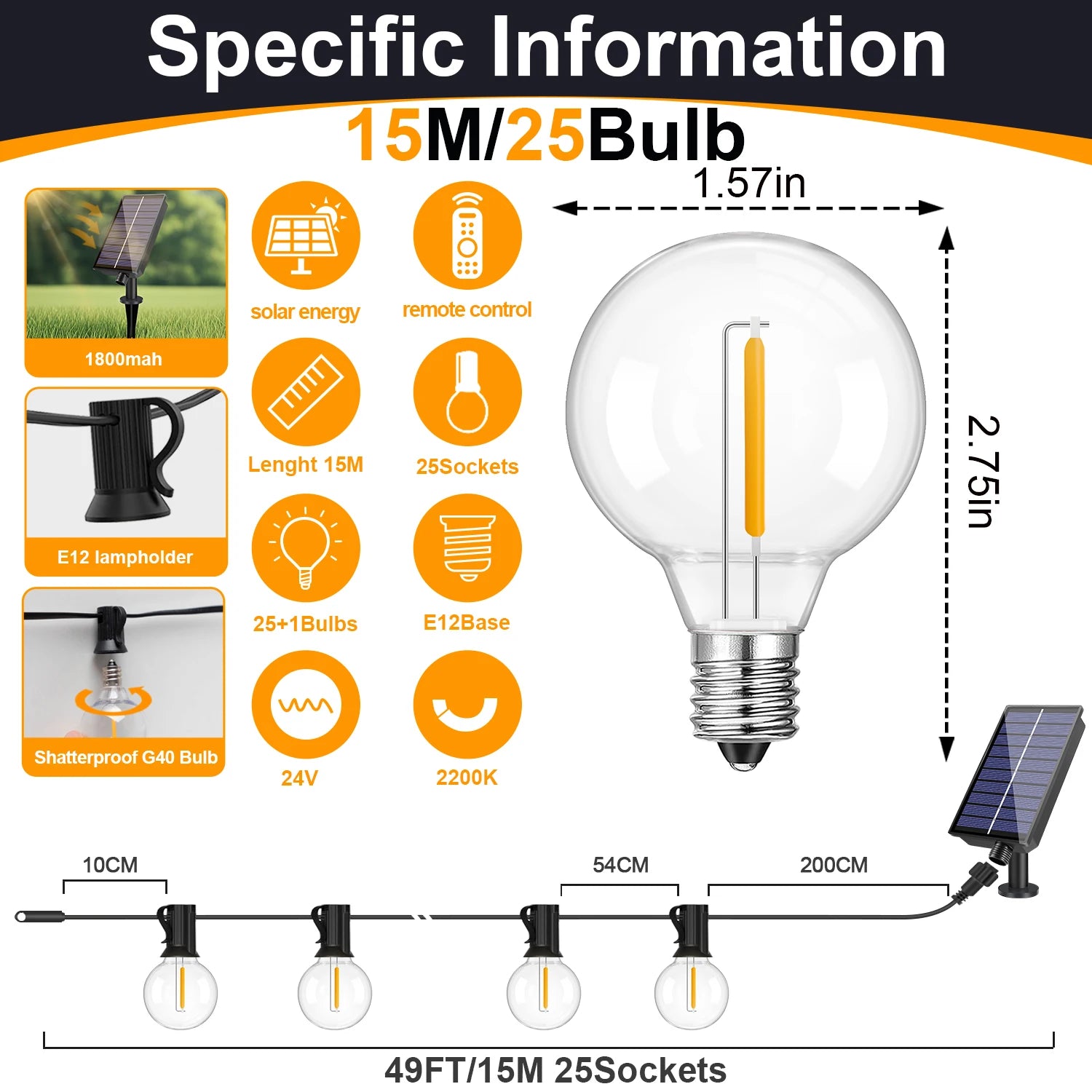 Luzes de cordão LED solares
