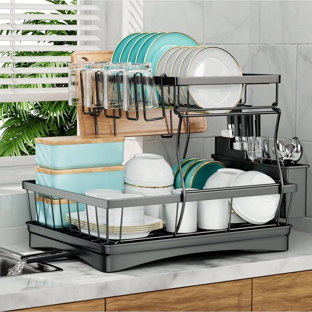 Escorredor de pratos de 2 camadas