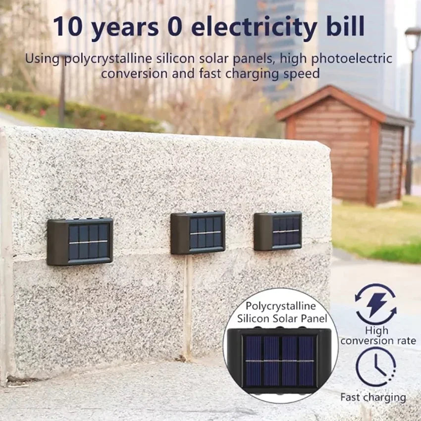 Luminária de parede solar externa com luz quente