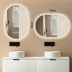 Espelho de banheiro oval com iluminação LED